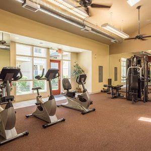 Fitness center featuring modern exercise machines