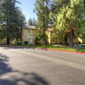 Street view of apartment building